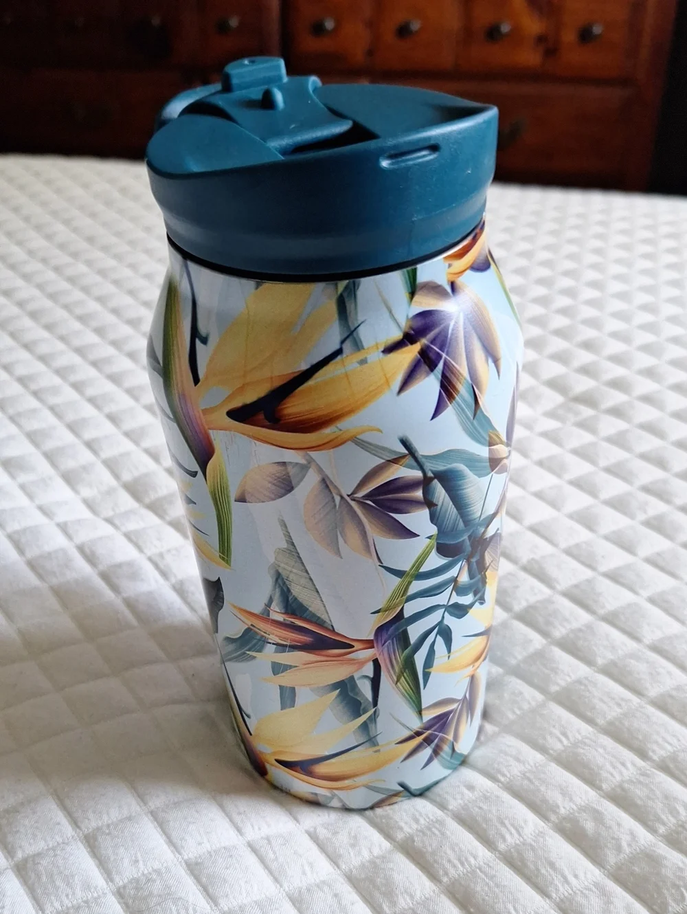 TAL 40 oz. Insulated Floral Travel Mug with Handle - Blue